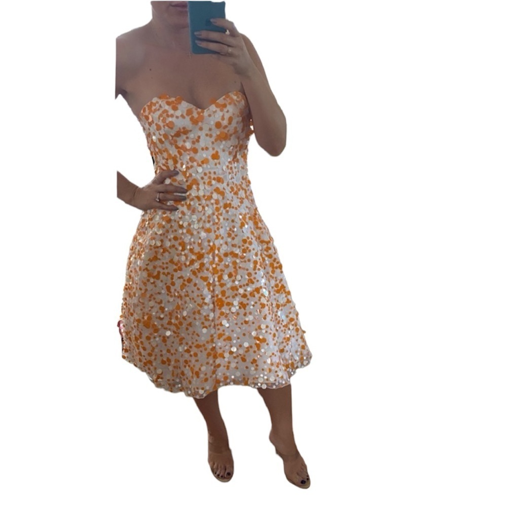 Jovani Sequin Dress White/Orange